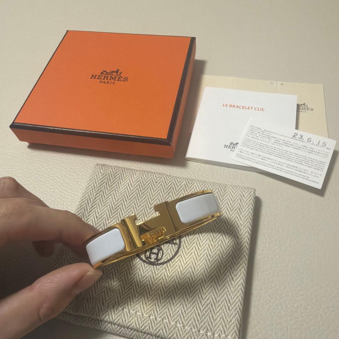 HERMES エルメス クリックH バングル ホワイト ゴールド - メルカリ