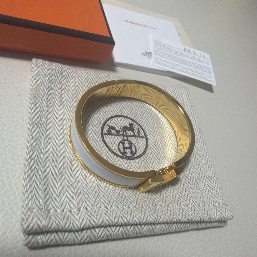 HERMES エルメス クリックH バングル ホワイト ゴールド - メルカリ