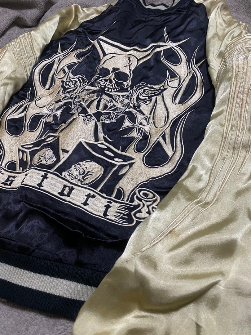 2面用 SATORI 日本限定 スカジャン スカル レオパード 100%silk - メルカリ