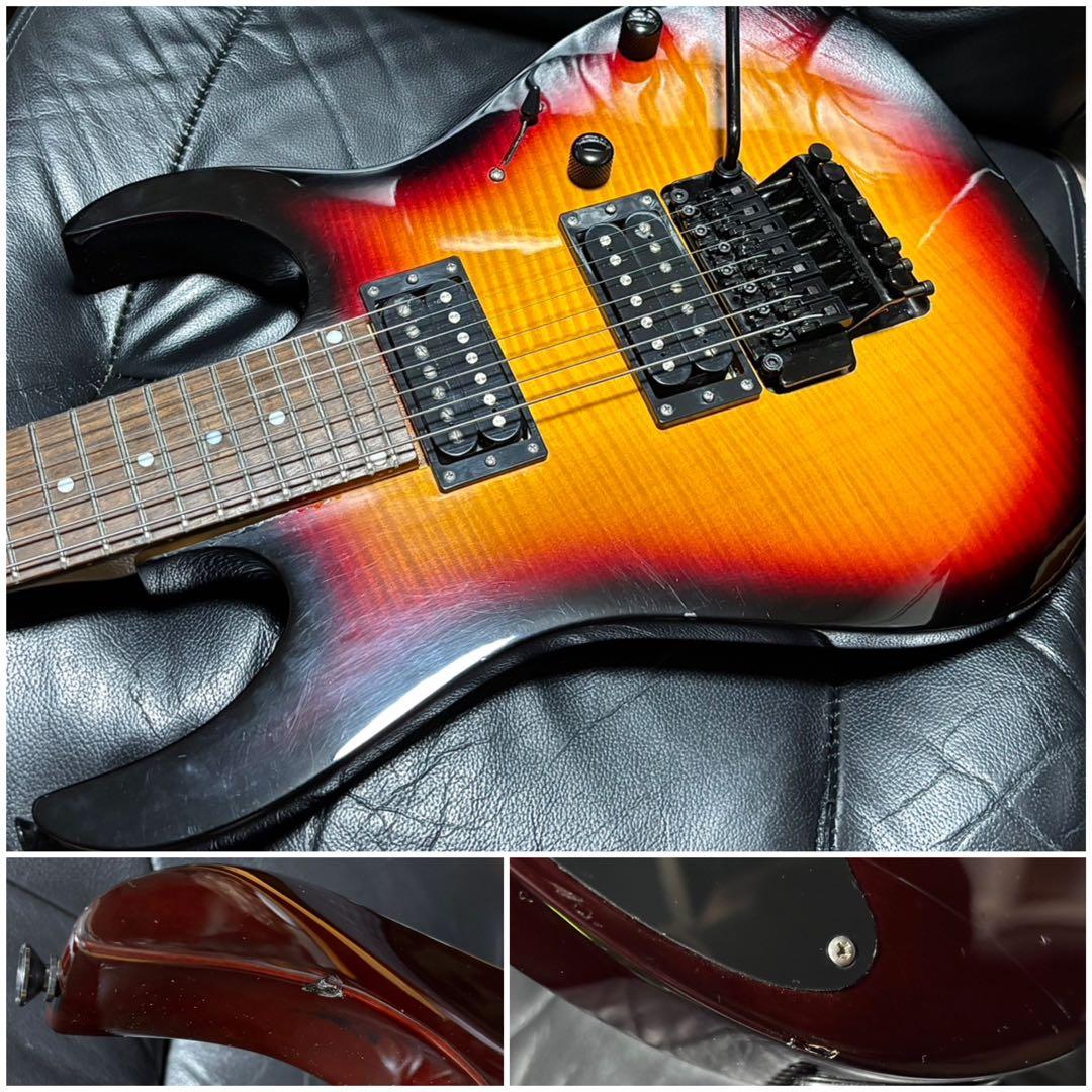 7弦 ロック式 アーム ギター トラ 木目 ラウド メタル ダウンチューニング