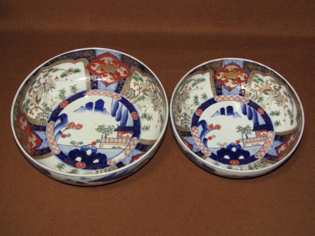 染錦 割絵山水・立鶴図 大小鉢 2点】古伊万里 - メルカリ
