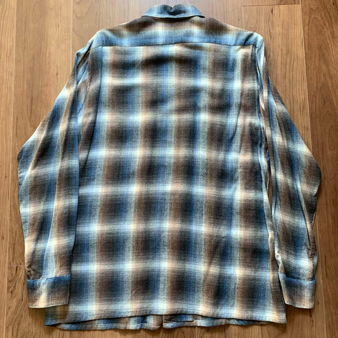 60s ARROW オンブレ レーヨンシャツ シャドーチェック 黒白青 - メルカリ