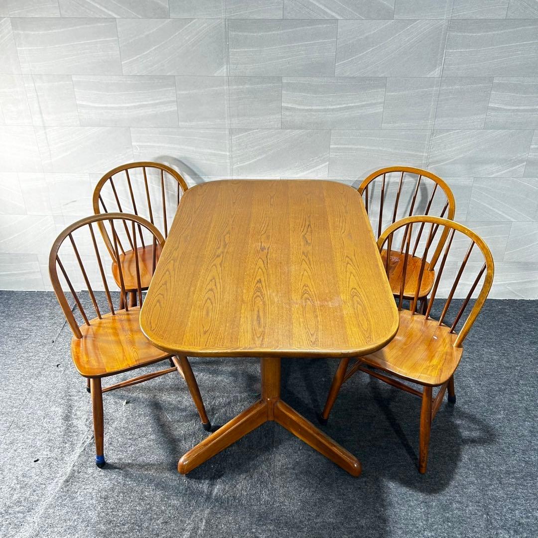 飛騨産業 ダイニング5点セット クラシック キツツキマーク 天然木