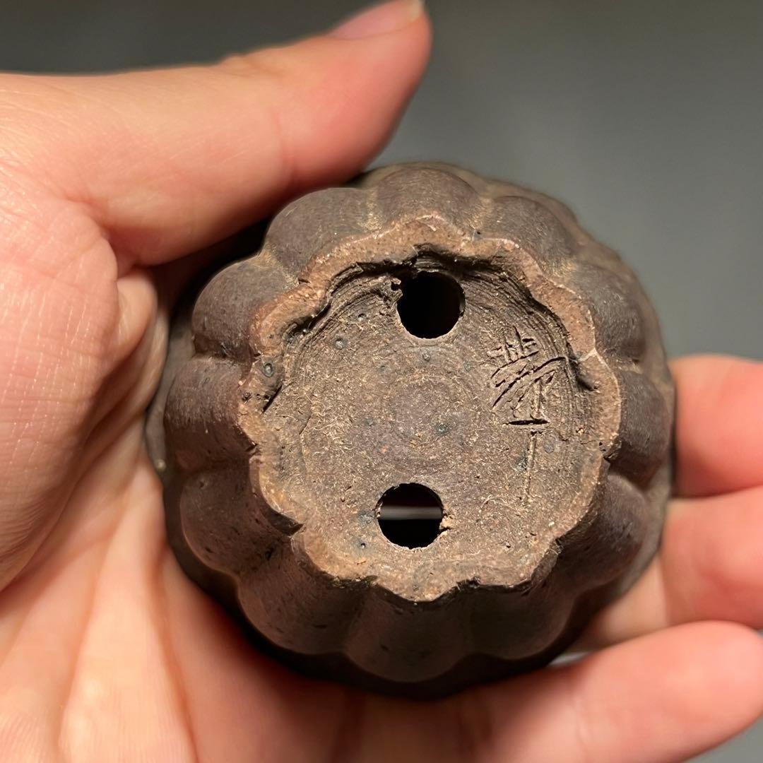 707.夢陶 紫泥輪花鉢 盆栽鉢 植木鉢 6.3*4.9cm