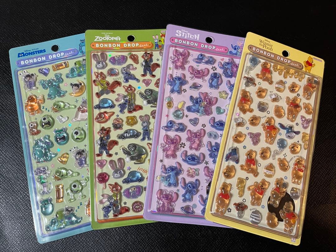 【正規品】ディズニー　ボンボンドロップシール　4枚セット Disney - ボンボンドロップシール ディズニー 4セット(正規品)の通販