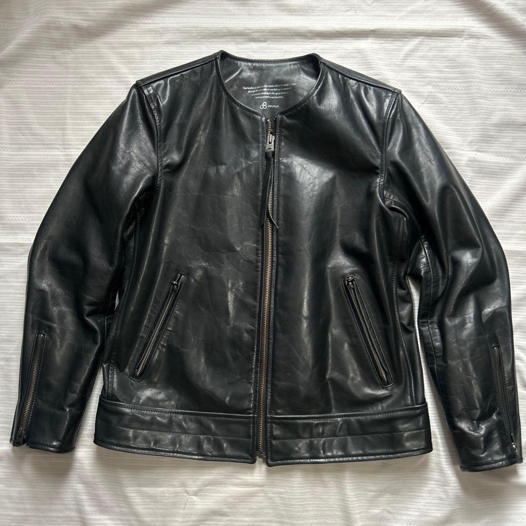 名作 Johnbull ノーカラー シングル レザージャケット ライダース M