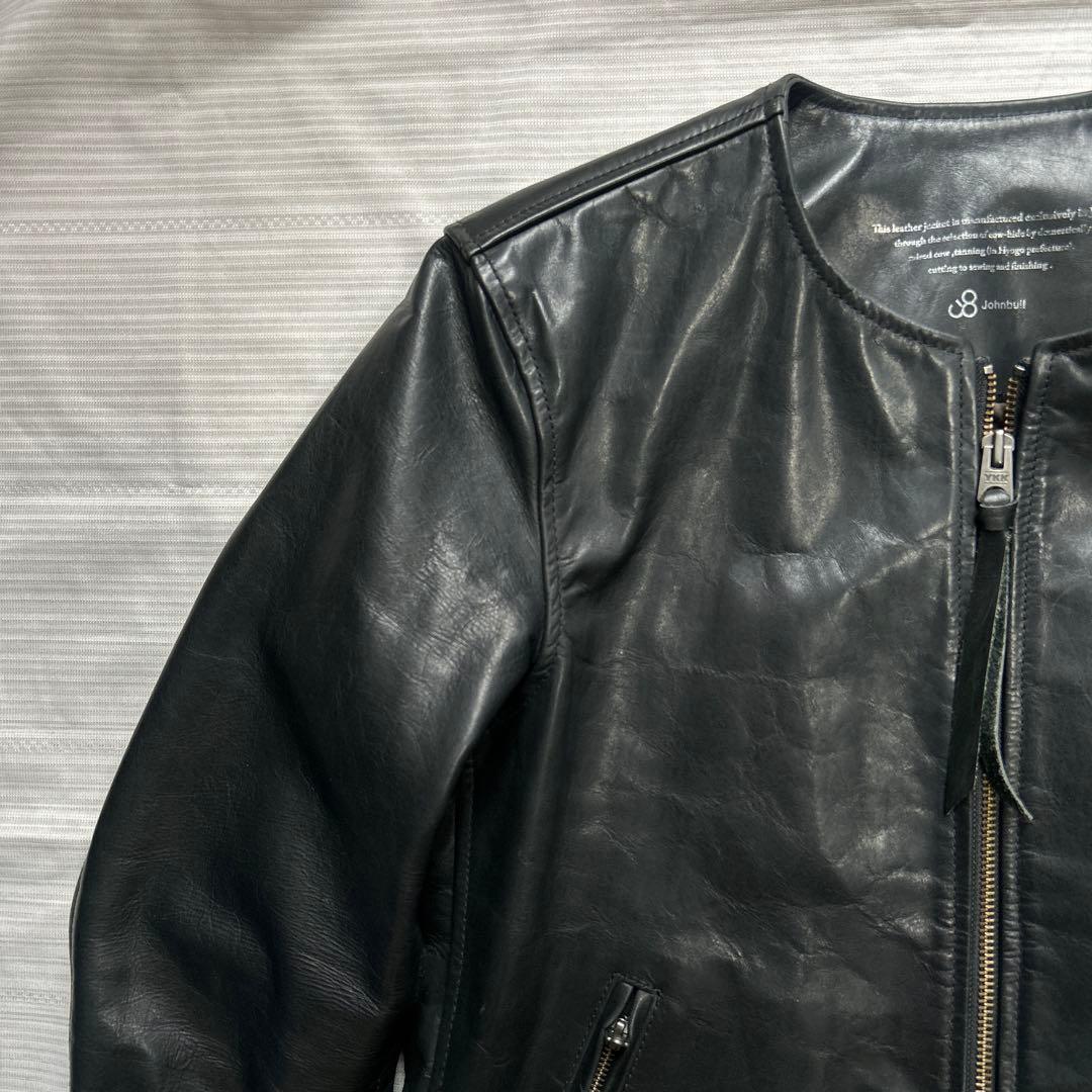 名作 Johnbull ノーカラー シングル レザージャケット ライダース M