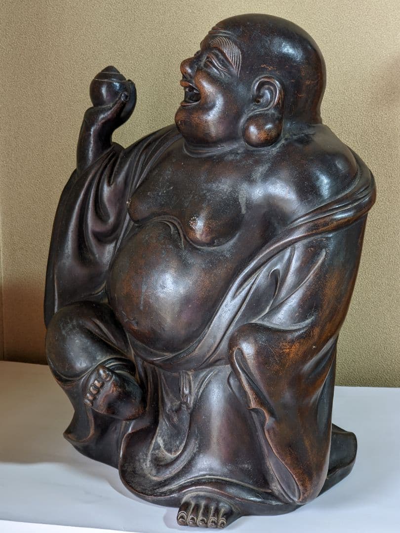⭐江戸時代 古備瀬焼 布袋立像 遺品少数 伊部 型物 時代物 縁起置物飾り骨董品
