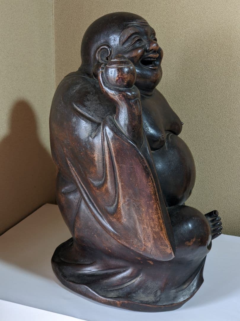 ⭐江戸時代 古備瀬焼 布袋立像 遺品少数 伊部 型物 時代物 縁起置物飾り骨董品