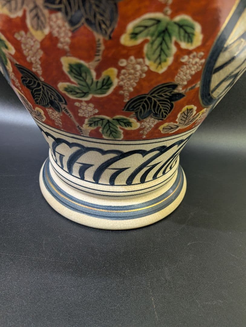 yos様専用有田焼 時代 伊萬里 染錦花鳥図 飾壷 大花瓶 78cm 在銘 金彩