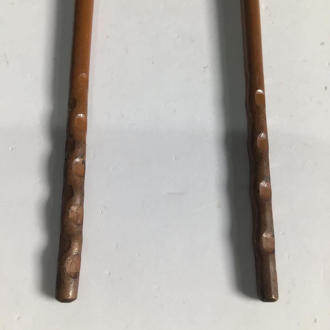 N455 火箸 『木村清斎造』『鵬雲斎好』『笹頭』『飾火箸』 共箱