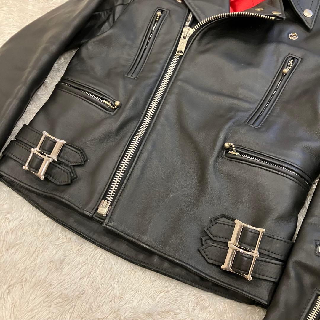 美品 希少32 英国製 666 Leather Wear ダブルライダース 黒 - メルカリ