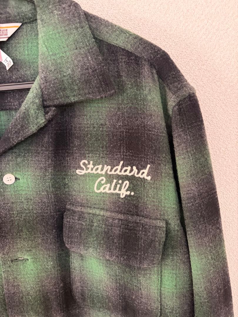 スタンダードカリフォルニア オンブレチェックシャツ グリーン M