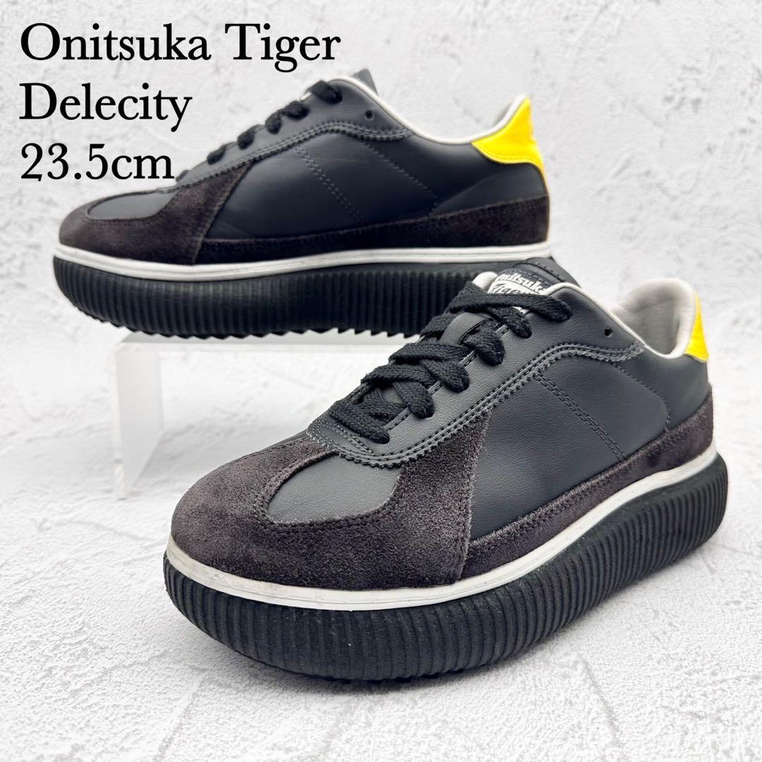 美品】オニツカタイガー デレシティ ブラック イエロー スエード 厚底