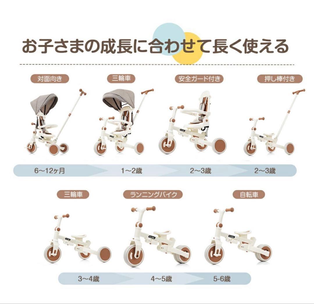 7in1折りたたみ三輪車　BTM ブルーブラウン　カバー付き