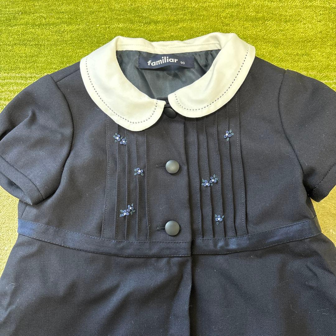 familiar 襟付きネイビーワンピース 90 - メルカリ
