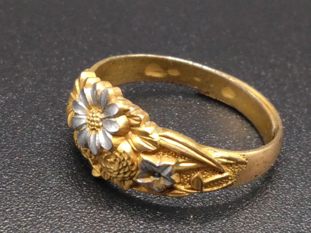 O*i様 【伝統工芸】日本 アンティーク 彫金 高彫 純銀 金張 指輪