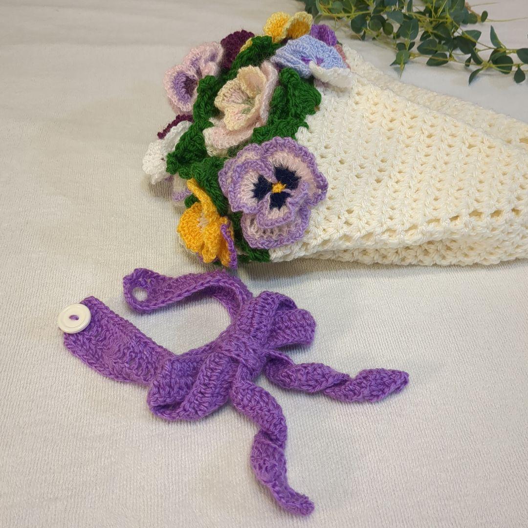 か*ん様 ブーケブランケット 花束ブランケット パンジー リボン - メルカリ