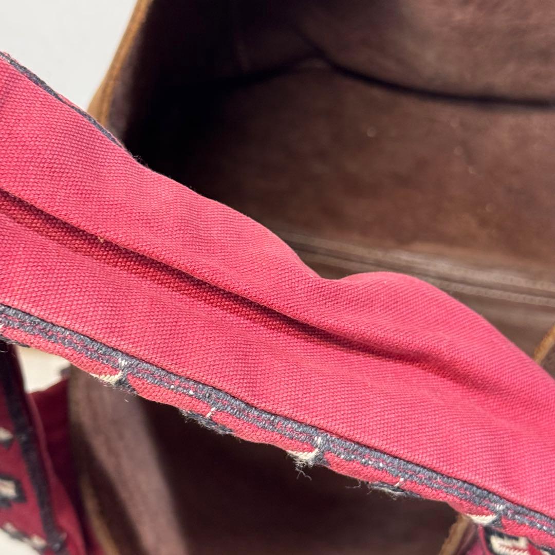 KAPITAL レザー トートバッグ 刺繍ショルダー ブラウン - メルカリ