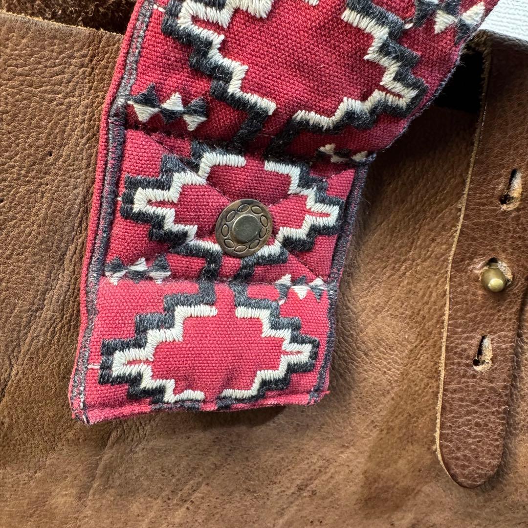 KAPITAL レザー トートバッグ 刺繍ショルダー ブラウン - メルカリ