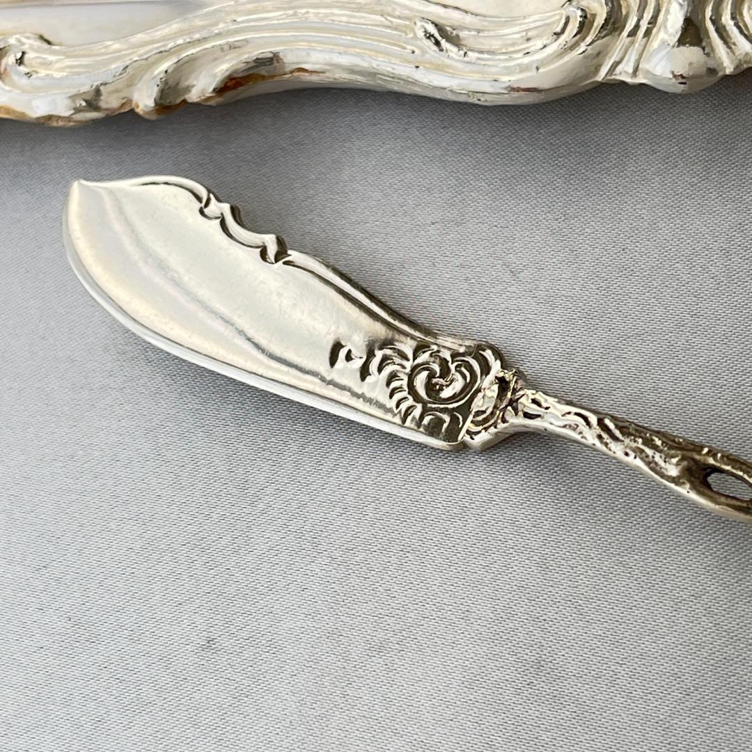 【 Bodemer】薔薇のバターナイフ 【純銀】 12.5cm