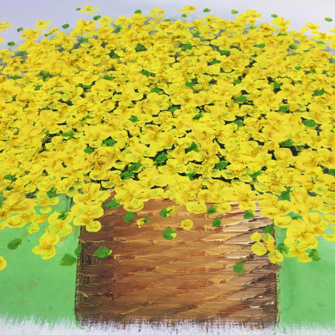 リームンロー 小花いっぱい(黄) 油彩 油絵 三浦昇 李文魯