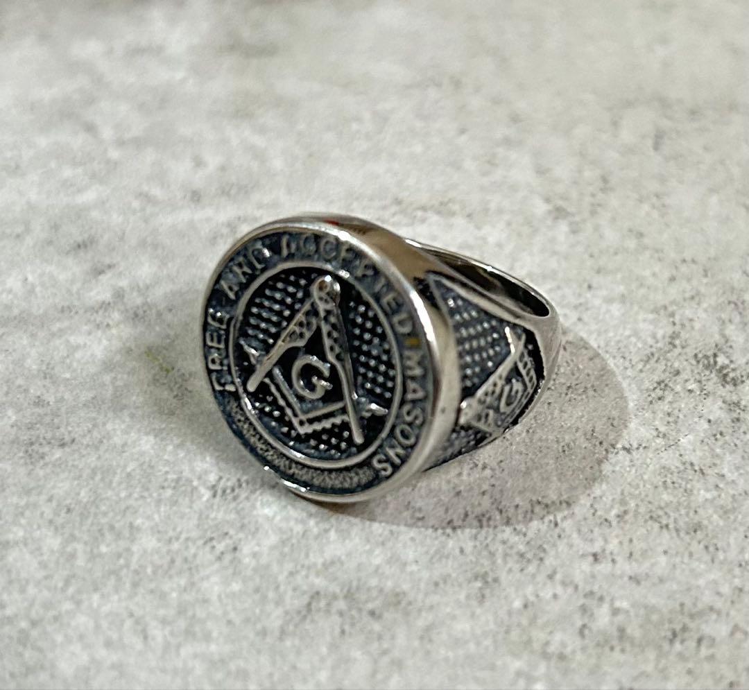 フリーメイソン シルバー調 リング メンズ 指輪 シグネット