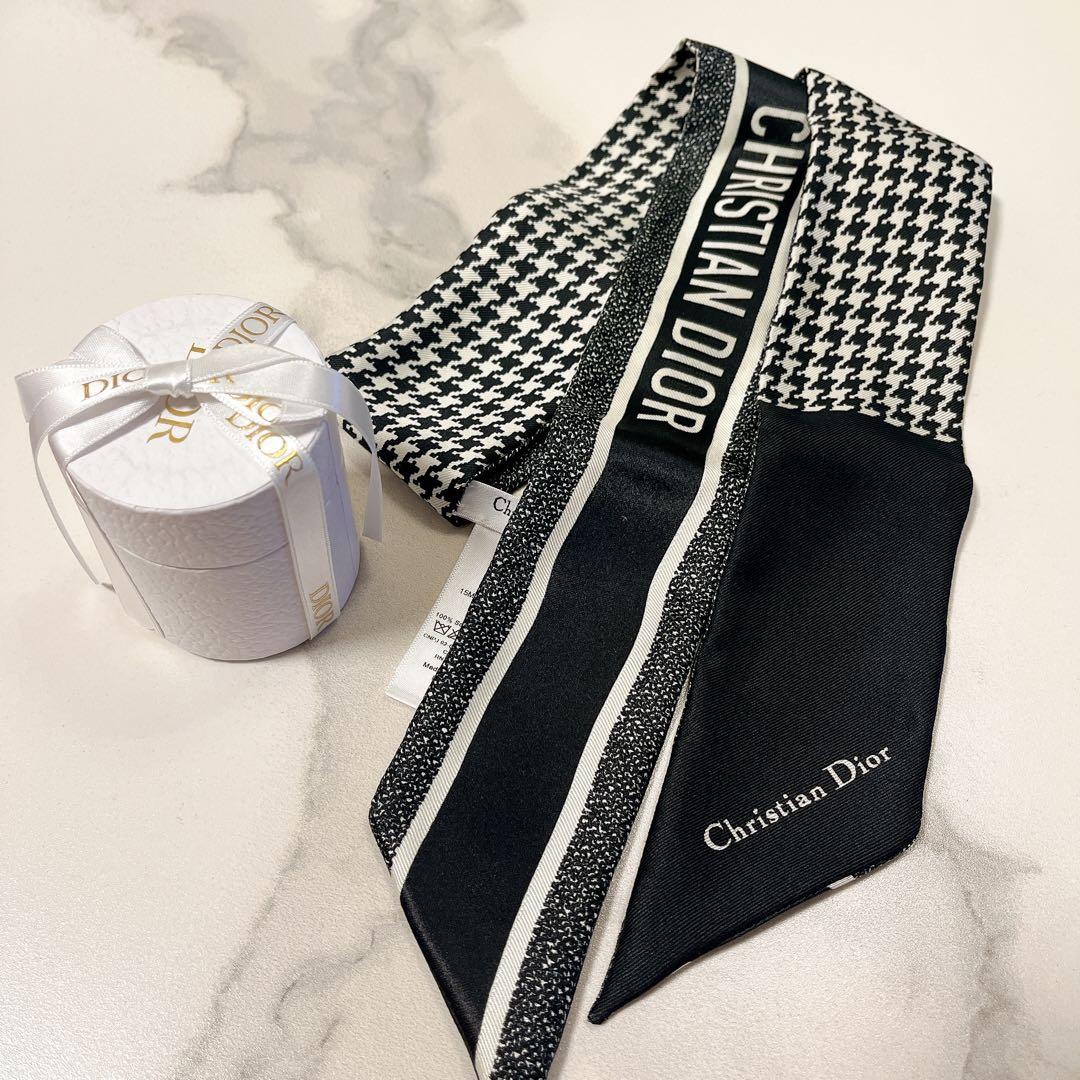 Christian Dior ミッツァ シルク ブラック千鳥格子・ 箱付き 15MON106I601C089_SBG_E01-1?$