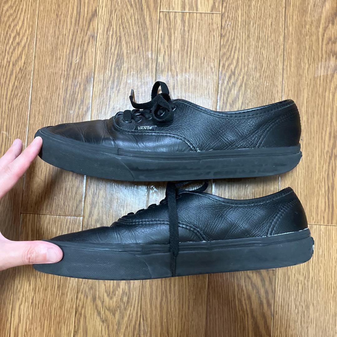 VANS AUTHENTIC オーセンティック レザー 革 オールブラック 27 - メルカリ