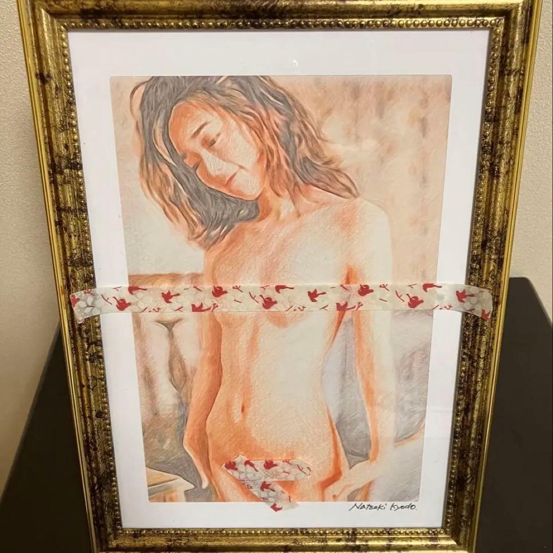女優画18 額装品　額縁寸法32.7㎝×24.0㎝×1.5㎝　色鉛筆画　定款付 女優画20 額装品 額縁寸法32.7㎝×24.0㎝×1.5㎝ 定款付 京藤夏樹 - メルカリ