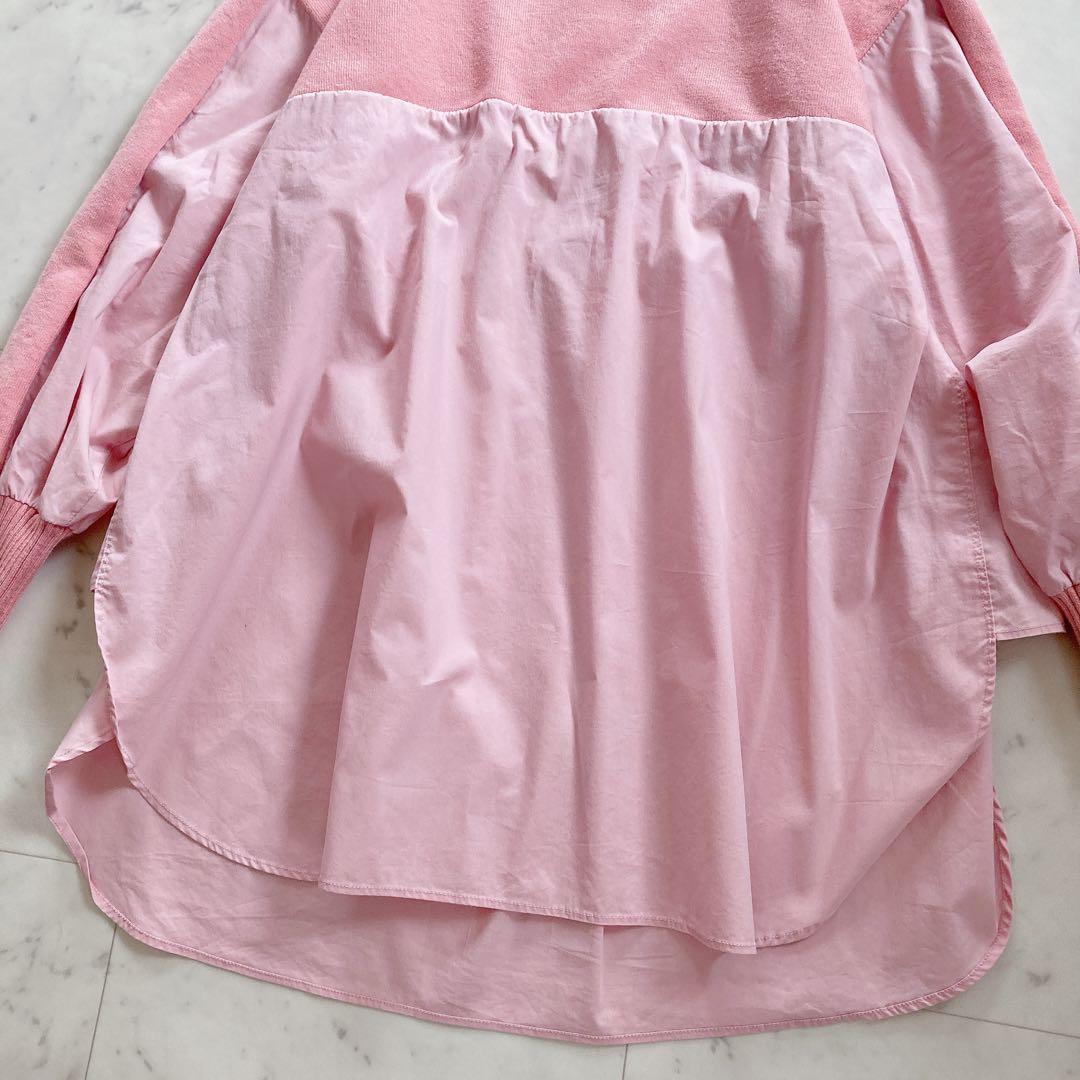 美品 ビアズリー シャツコンビモックネックニット 春色 桜色 - メルカリ