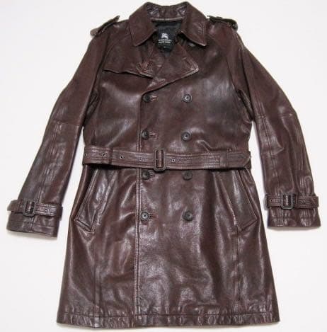 バーバリー ブラックレーベル 19万 最高級 ラムレザートレンチコート M