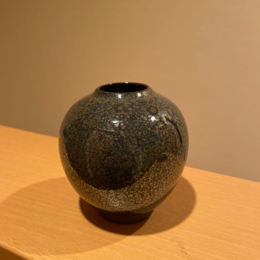 花器　花瓶　陶あん壺 京焼 清水焼 陶あん 色絵付け 花器 一輪挿し（ピンク地×苺） : 陶あん