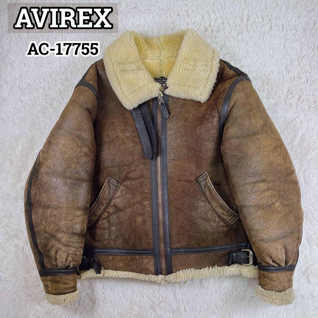 USA製 AVIREX ムートンフライトジャケット ボア 羊革 B3 38 秋冬