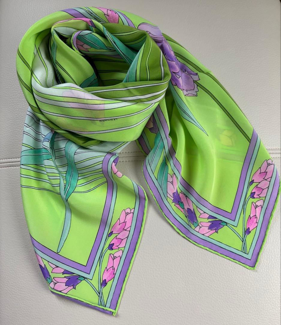 LEONARD シルクスカーフ 大判 イタリー製 約84cm×84cm - メルカリ