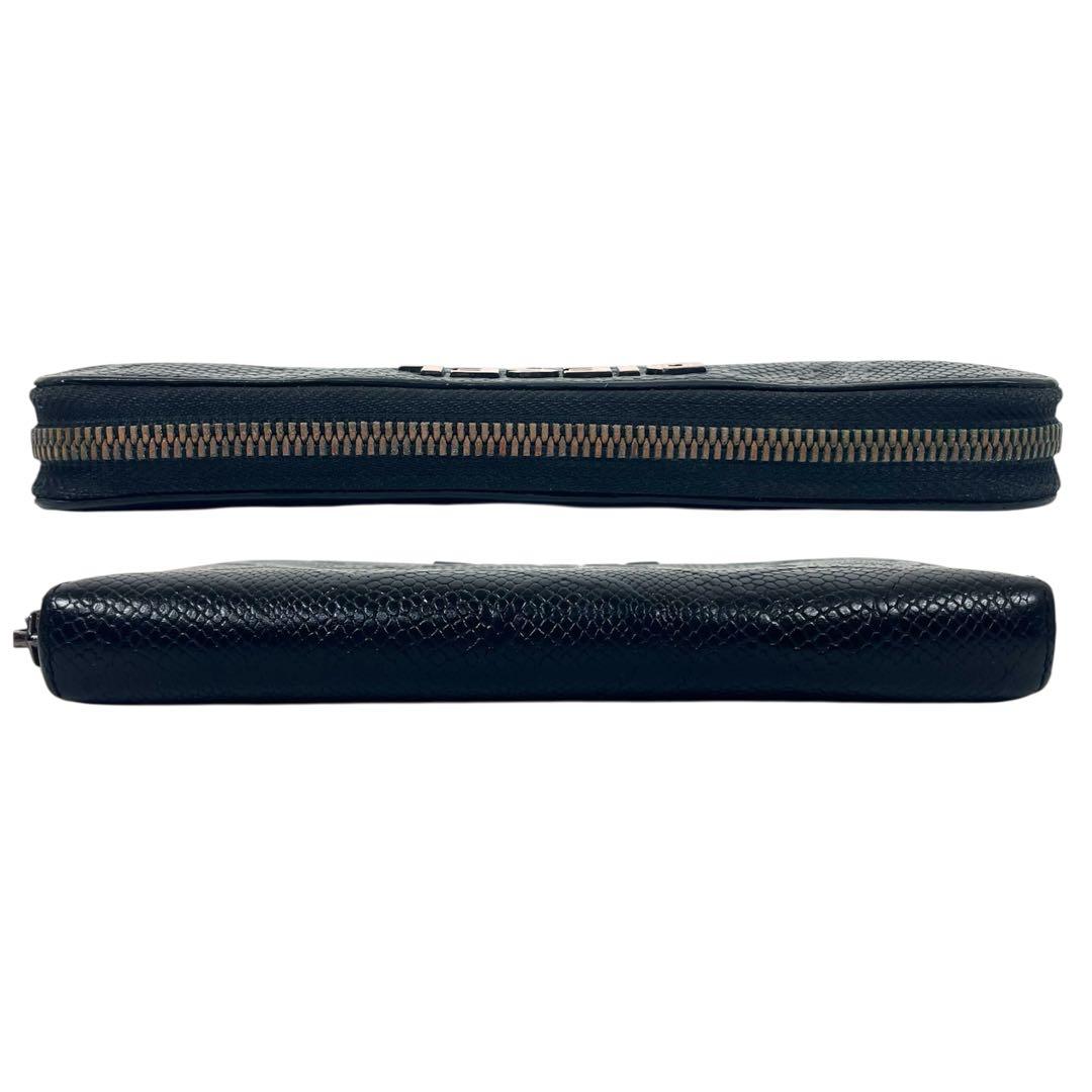 ディーゼル 長財布 ラウンドファスナー リザード 皮 ロゴプレート