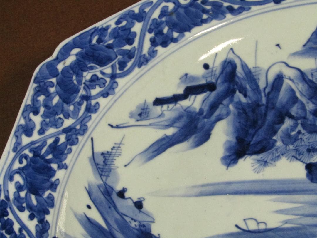 染付 山水図 八角大皿】古伊万里 - メルカリ