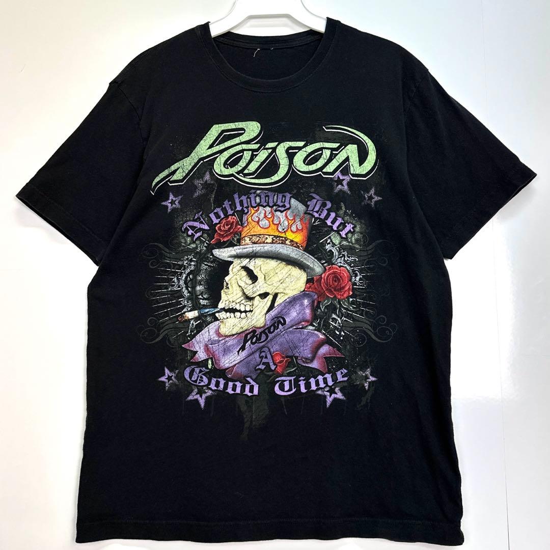 ポイズンPoisonバンドTシャツバンTロックTドクロ骸骨タバコ薔薇