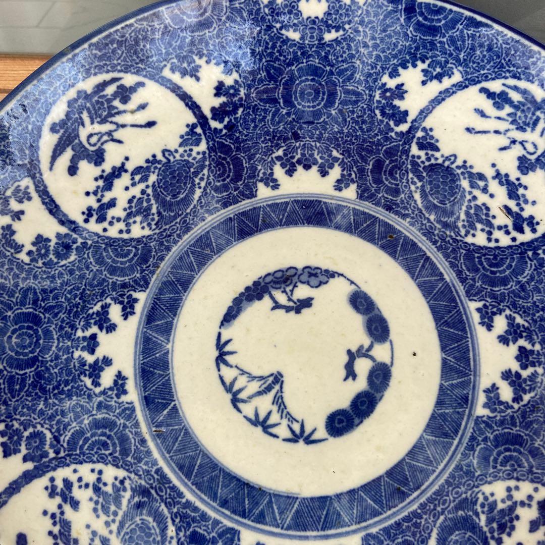 古伊万里染付印判鶴の図大皿 - メルカリ