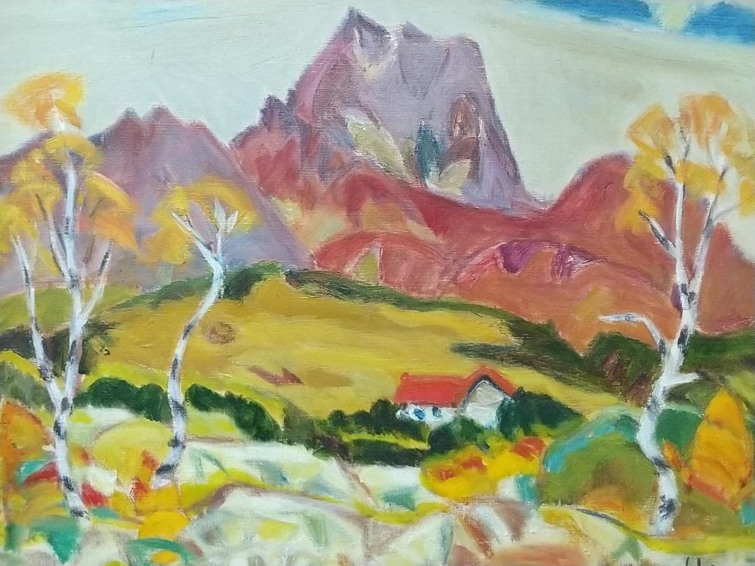 F8 「晩秋妙高高原」 絵画 油絵 油彩画 風景画 アート