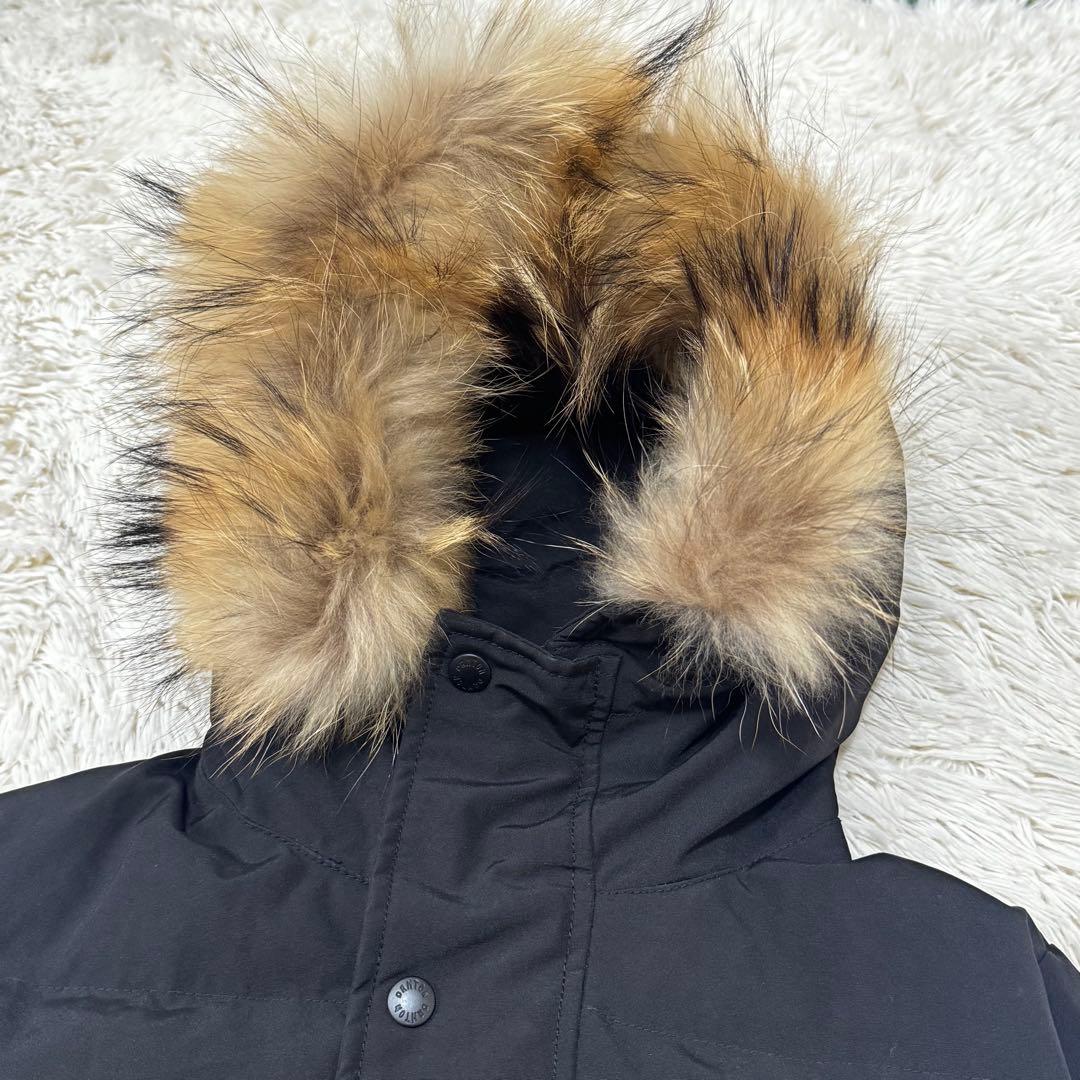 ダントン キルトダウンコート ラクーンファー付き フード ロング 黒 36