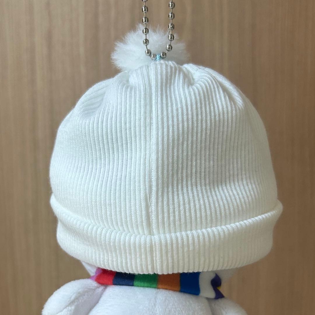 たまゆきキーホルダー ニット帽 白 ホワイト チェーン通し穴あり