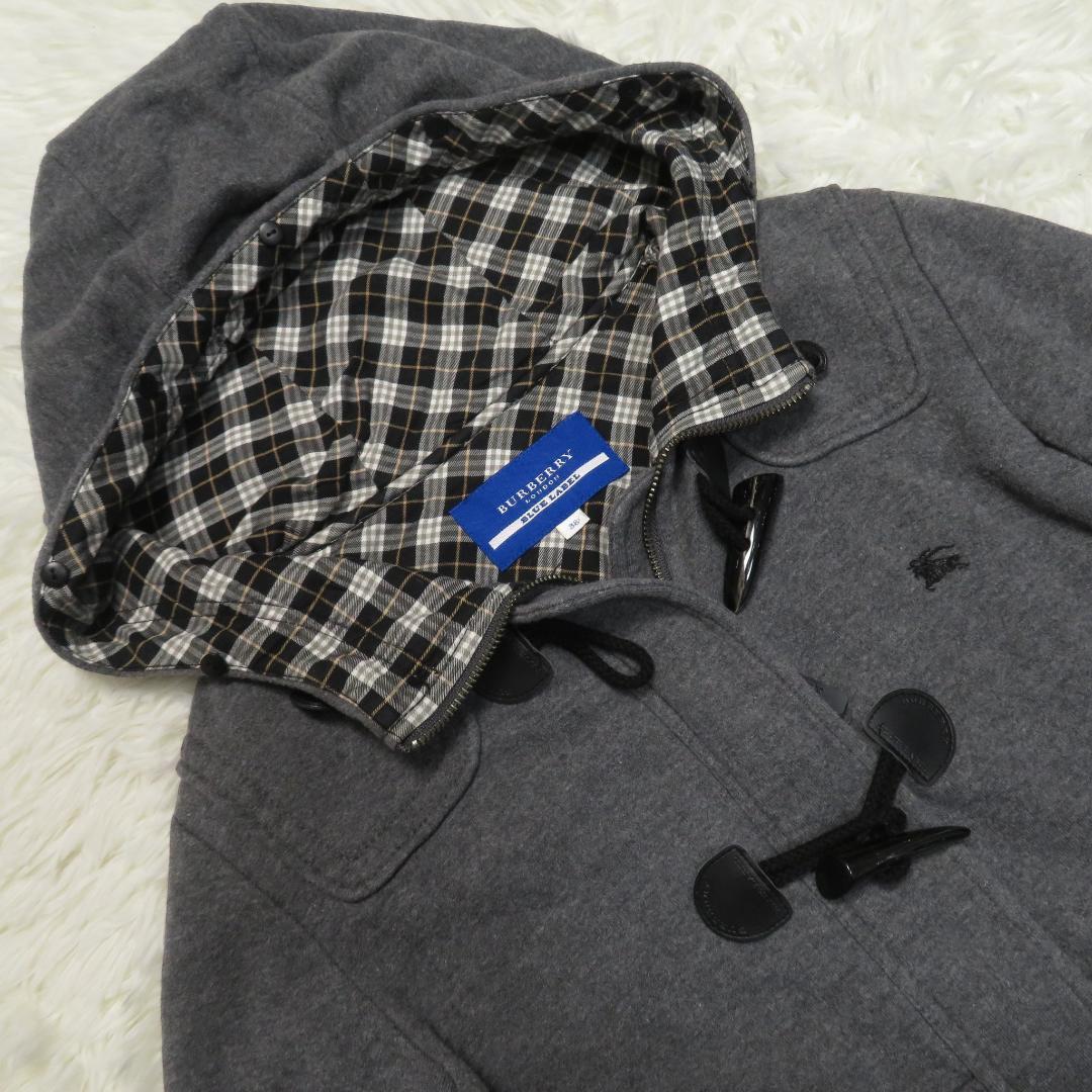 バーバリー ブルーレーベル ダッフルパーカー ノバチェック グレー 38 M