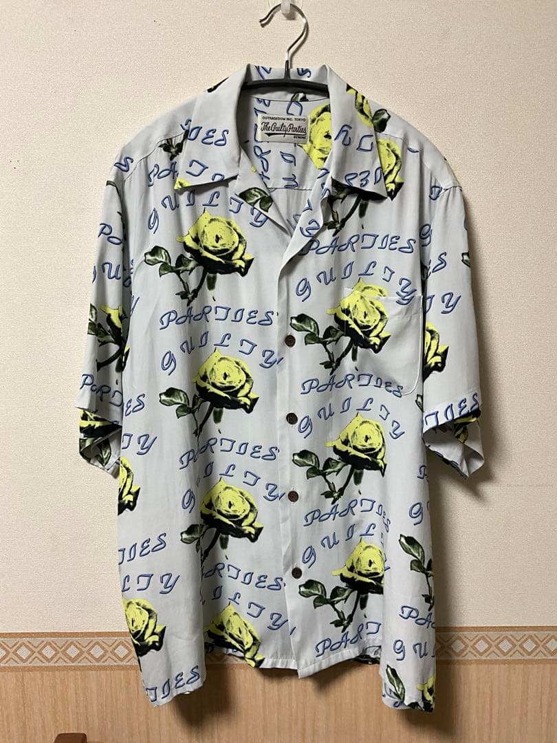 WACKO MARIA ワコマリア　22SS 薔薇　アロハシャツ 美品】WACKO MARIA 半袖 アロハシャツ オープンカラー 薔薇 バラ
