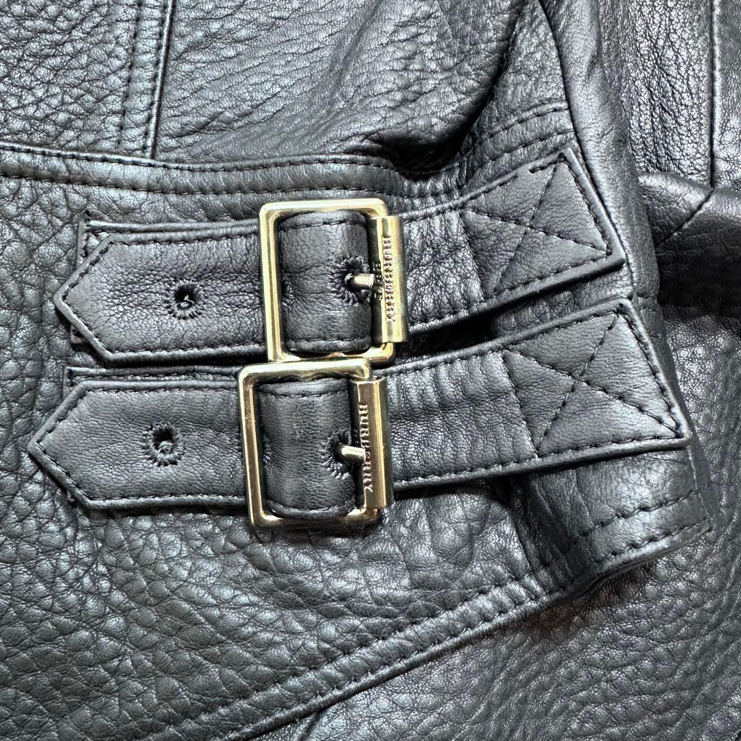 バーバリーブリット ライダースジャケット バイカージャケット 羊革 黒