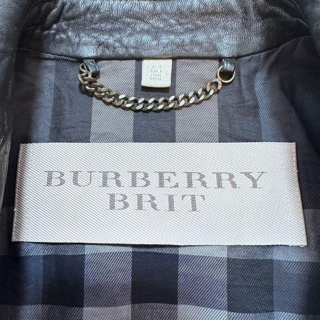 バーバリーブリット ライダースジャケット バイカージャケット 羊革 黒