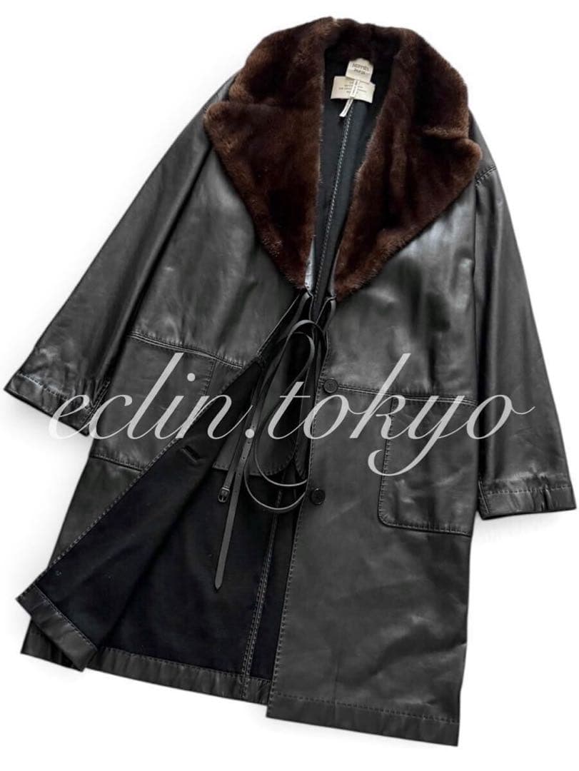 HERMES 《ミンク！着脱ファー》ベスト&コート2点SET！コートE4832