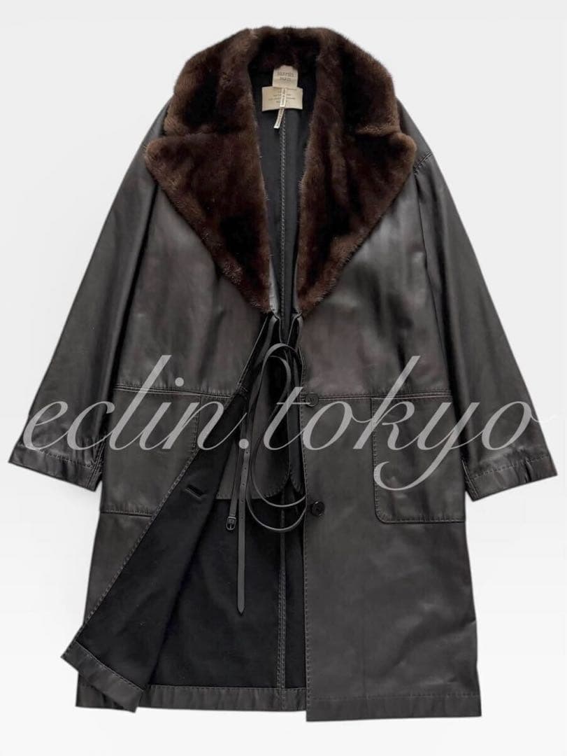 HERMES 《ミンク！着脱ファー》ベスト&コート2点SET！コートE4832