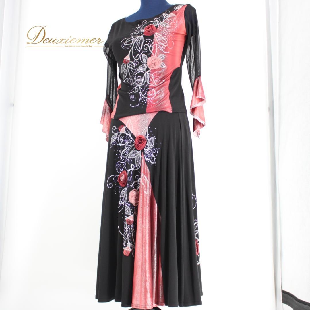 美品 社交ダンス衣装】上下セット Da Vistosa 赤 黒 派手 目立つ