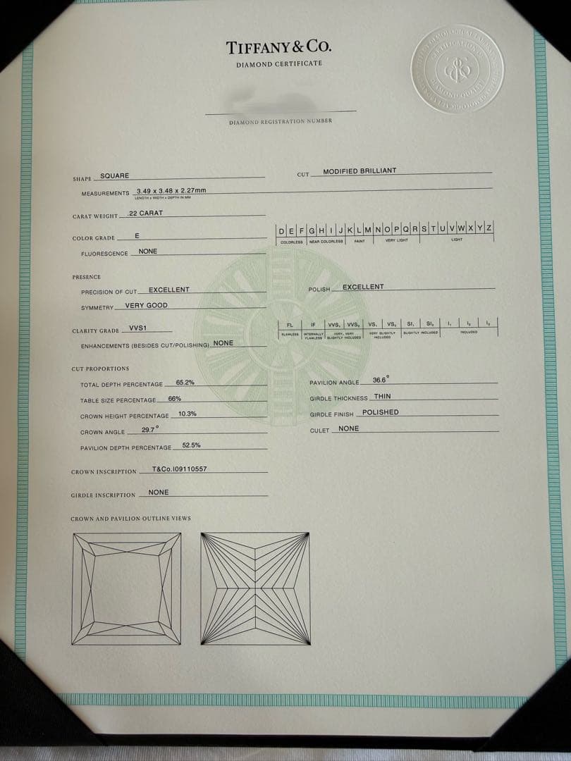 TIFFANY&Co. プリンセスカット 0.22ct PT950 US4